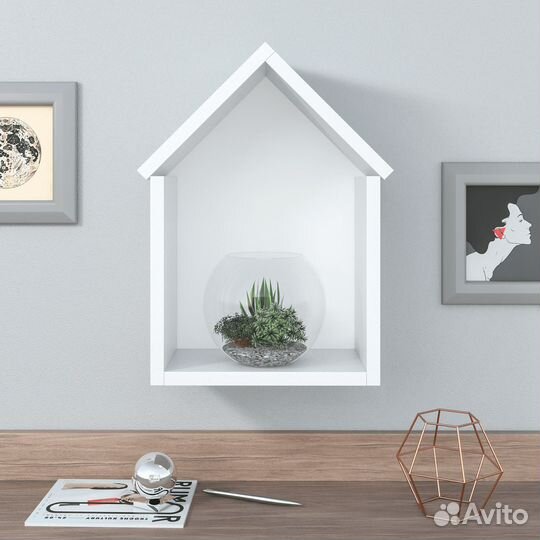 Полка настенная для игрушек Домик пн-8/1