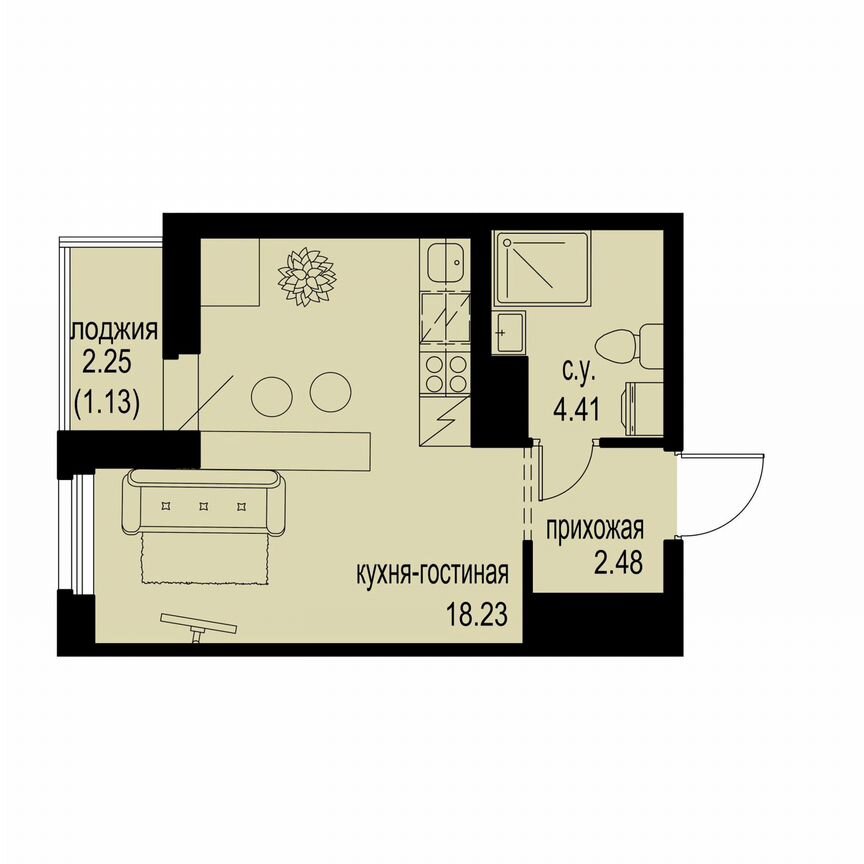 Квартира-студия, 26,3 м², 11/12 эт.