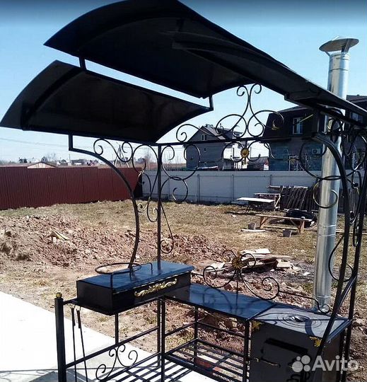 Мангал с печью под казан