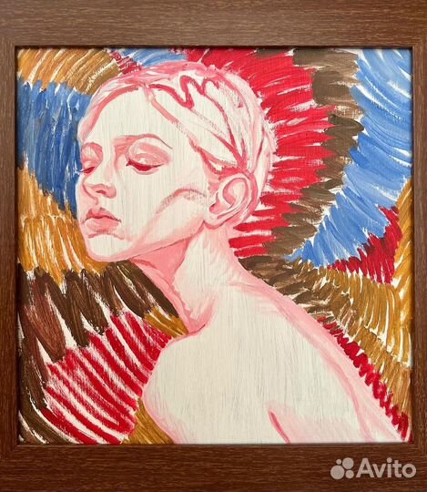 Картина в раме яркий портрет девушки