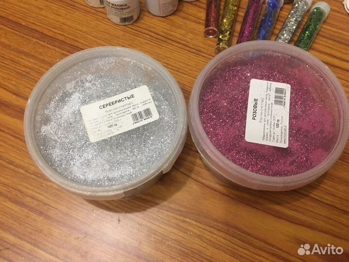 Новые Блестки глиттер серебряные и розовые 200гр