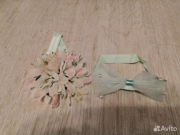 Повязки на голову, пинетки 0-6мес