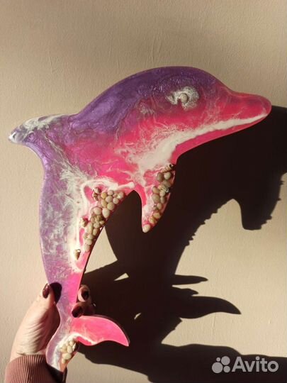 Дельфин картина эпоксидная смола