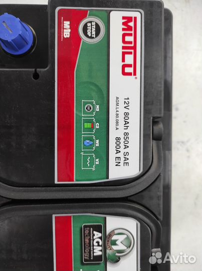 Аккумулятор 80Ач AGM 800A Mutlu start-stop EK800