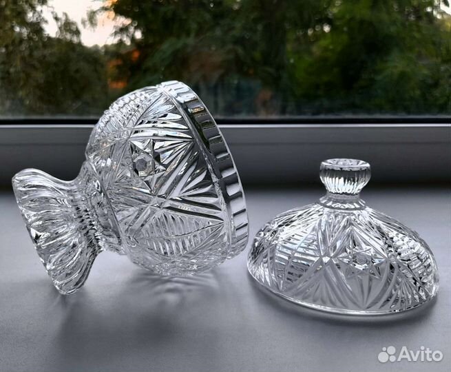 Конфетницы с крышкой, хрусталь Богемия, Югославия