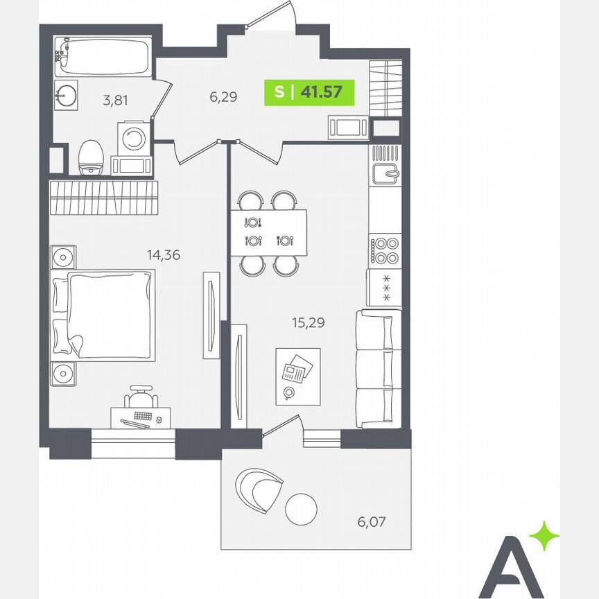 1-к. квартира, 41,6 м², 5/12 эт.