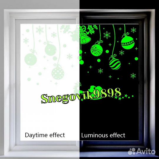 Новогодние светящиеся наклейки на окна