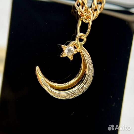 Золотая подвеска полумесяц 585 золото