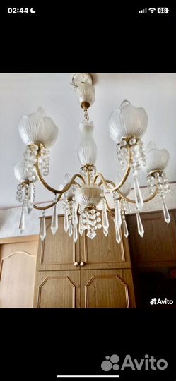 Люстра подвесная хрустальная потолочная