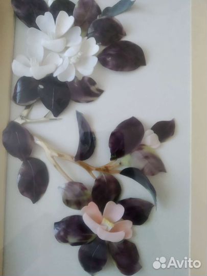 Винтажное Панно из перламутра. Старый Китай