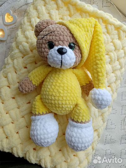 Вязанный детский плед игрушка подарок на выписку