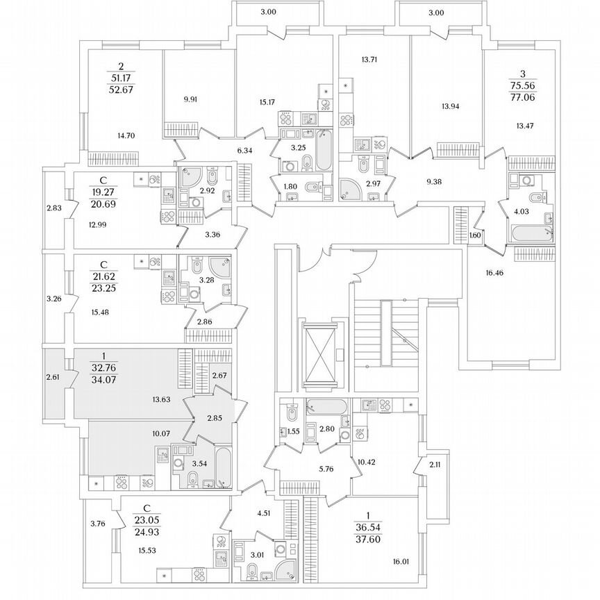 1-к. квартира, 34,1 м², 8/9 эт.