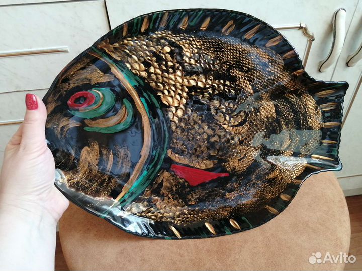 Блюдо тарелка ручная роспись декупаж