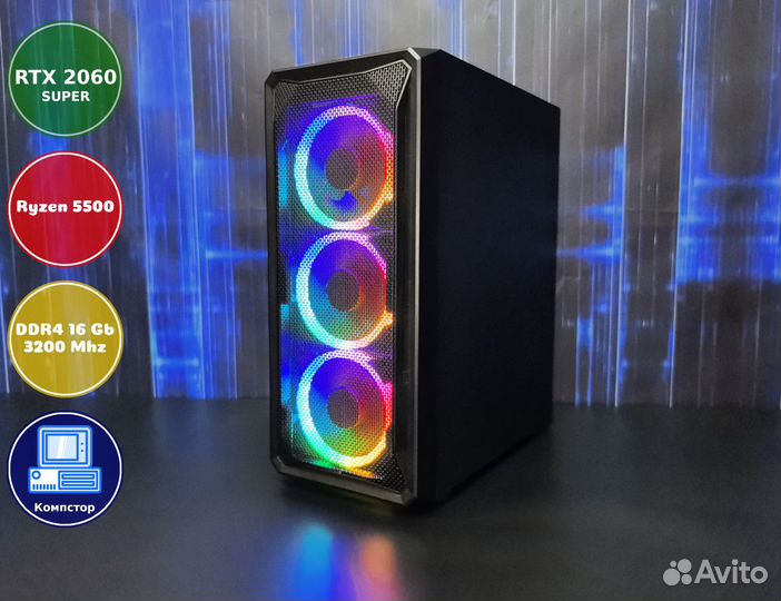 Игровая станция AMD5500-RTX2060SUP-16DDR4-TCV4-A520