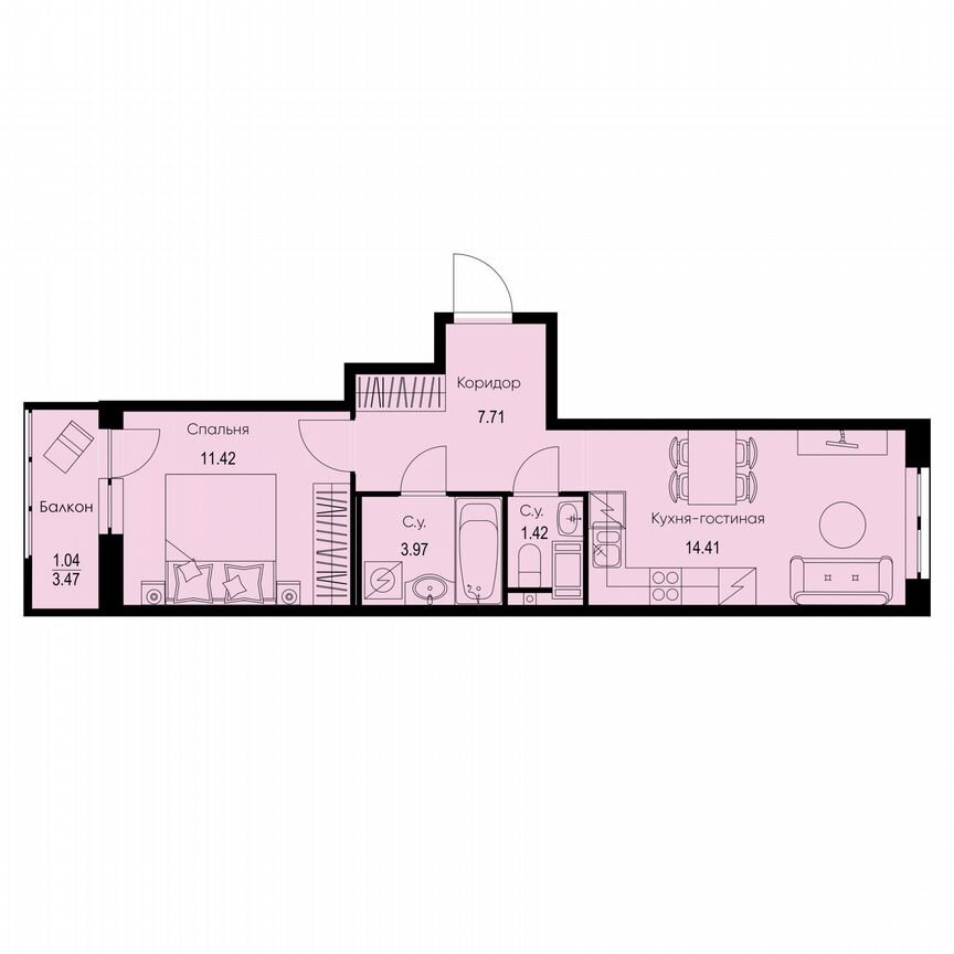 1-к. квартира, 40 м², 4/9 эт.