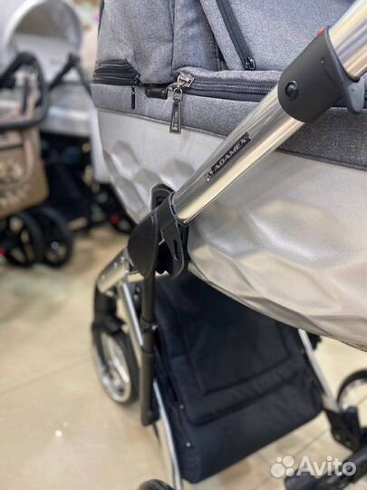 Коляска 2в1,3в1 chantal star серый+хром.рама