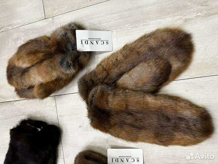 Рукавицы из норки и ондатры