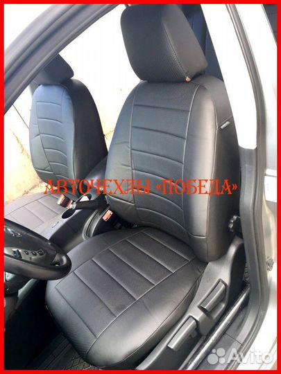 Чехлы Nissan Qashqai 1 из экокожи чёрные Классика