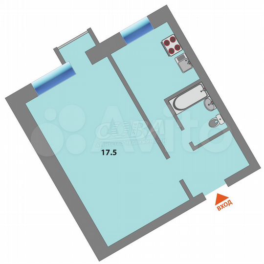 1-к. квартира, 30 м², 7/9 эт.