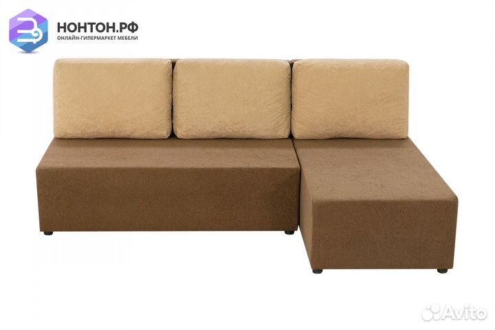 Диван угловой еврокнижка Комо светло-коричневый
