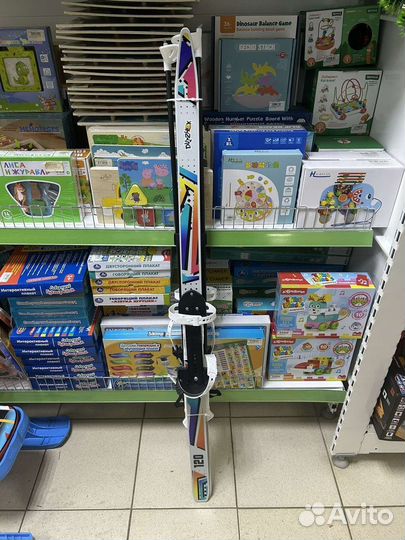 Лыжи подростковые 120 см серые с палками