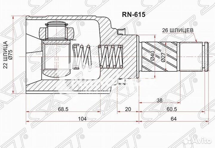 Шрус внутренний LH/RH nissan almera G15RA 15- K4M