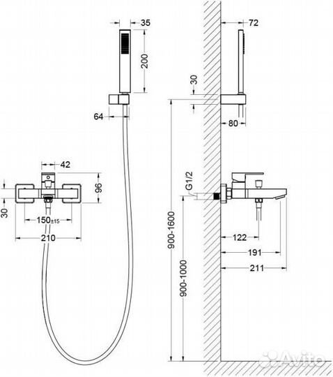 Смеситель для ванны/душа Aquatek Либра AQ1649CR