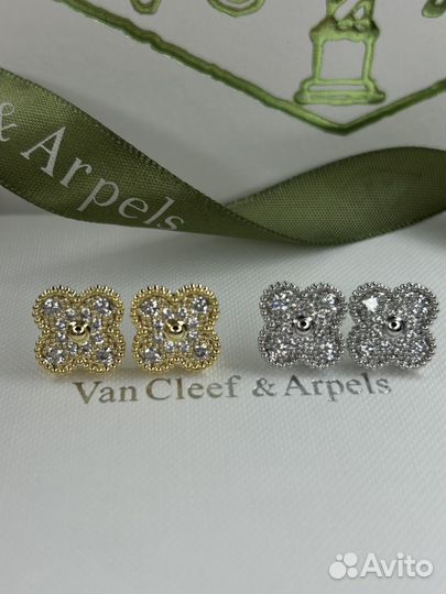 Серьги клевер гвоздики