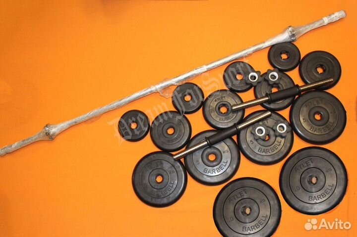 Комплект: Штанга 27кг + Гантели по 19кг