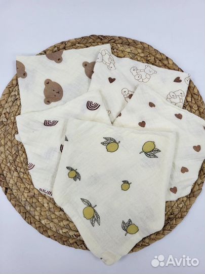 Слюнявчики муслиновые нагрудники 5 шт