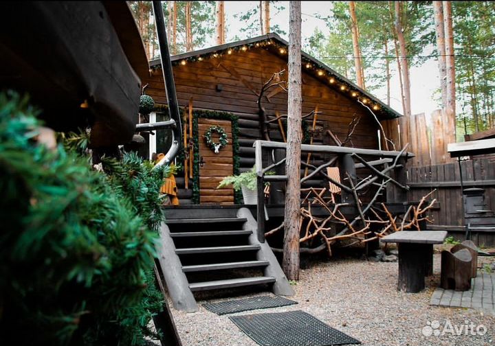 Русская баня на дровах с горячим банным чаном