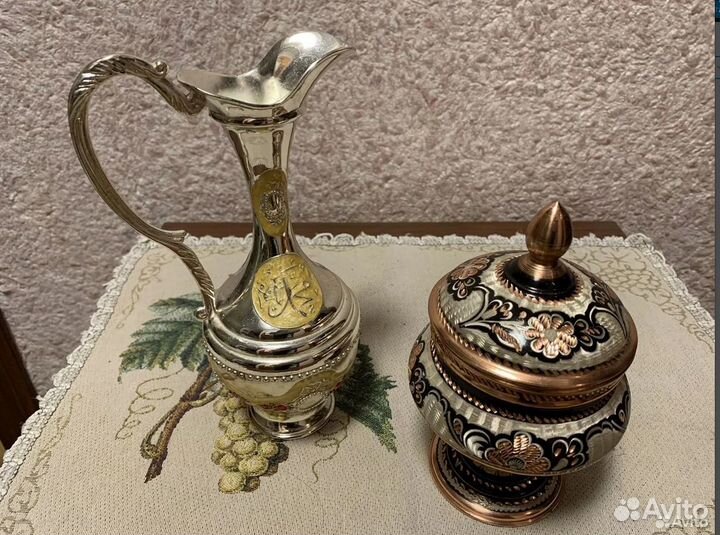 Ваза-хрусталь СССР медная шкатулка кувшин-Турция