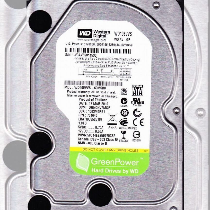 [WD10EURX] Жесткий Диск Western Digital Wd10evvs 1tb Sata3.5 Wd10eurx
