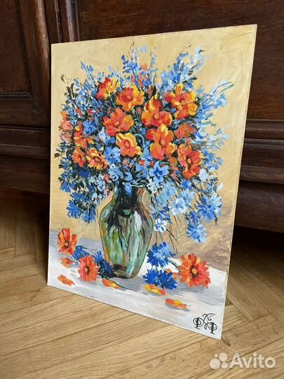 Картина акрил натюрморт цветы