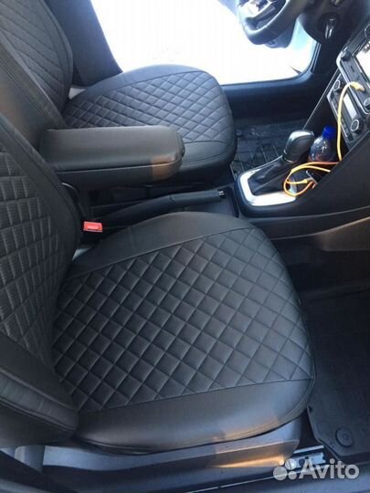 Чехлы на сиденья Фольксваген Поло из Экокожи Ромб