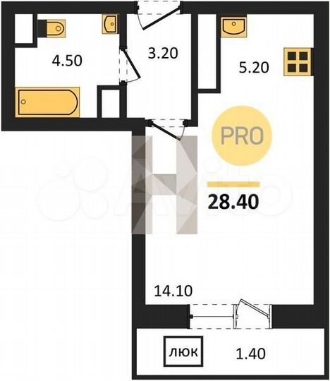 Квартира-студия, 28,4 м², 13/21 эт.