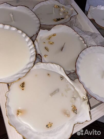 Свеча ручной работы в натуральной ракушке