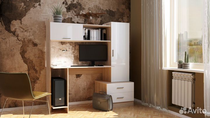 Письменно-компьютерный стол пкс-7 Сонома/Белый