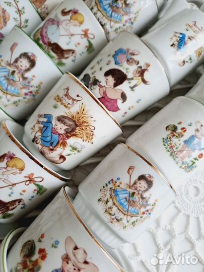 Детские чашки фарфор ГДР, детский сервиз винтаж