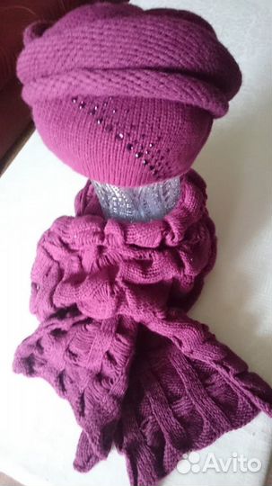 Комплект шапка и шарф (шерсть), размер 55-56