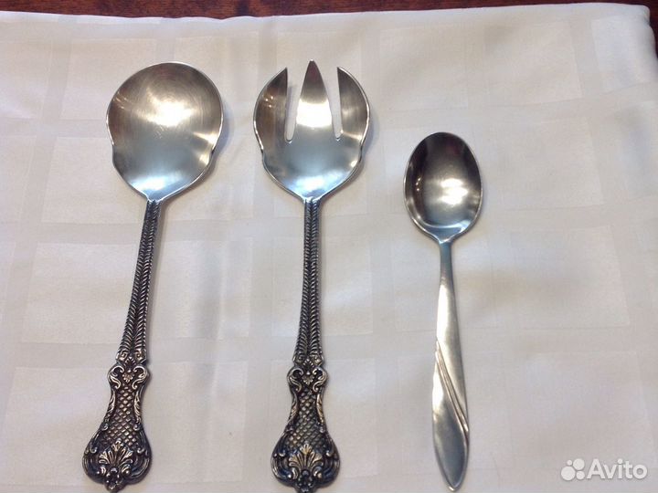 Ложки для салата мельхиор, посеребренные,винтаж