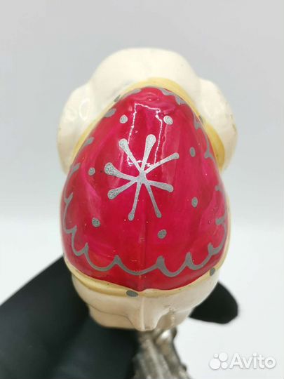 Ёлочная игрушка Слон на прищепке Стекло СССР