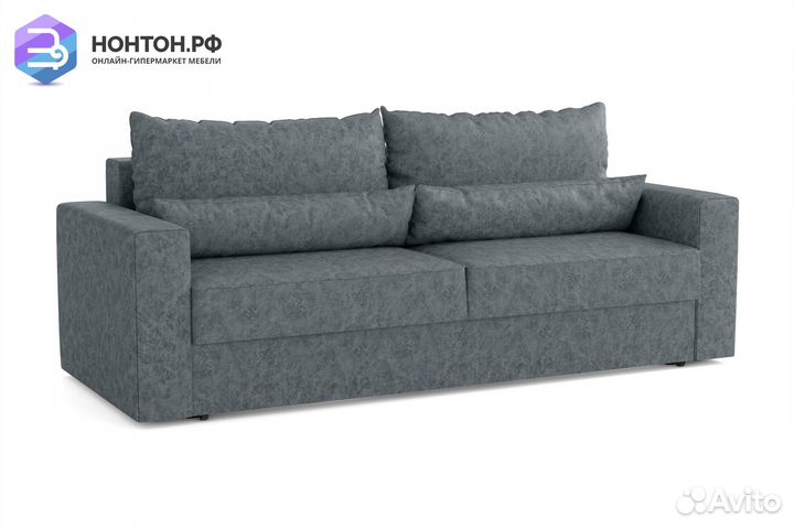 Диван еврокнижка Томас 3-х местный серо-голубой