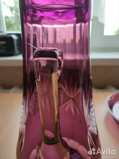 Кувшин, стакан, поднос марганцевое стекло СССР