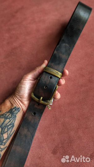 Ремень кожаный ручной работы