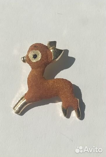 Детская брошь значок Оленёнок СССР клеймо