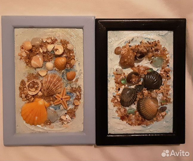 Панно (картина )из морского стекла,ракушек
