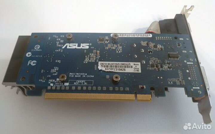 Asus GeForce 210 512мб DDR3, Low Profile, Silent