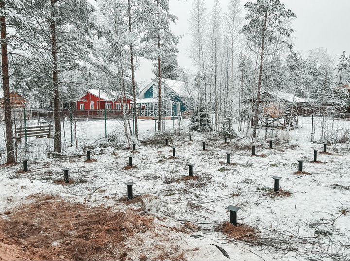 Свайный фундамент, винтовые сваи установка под клю