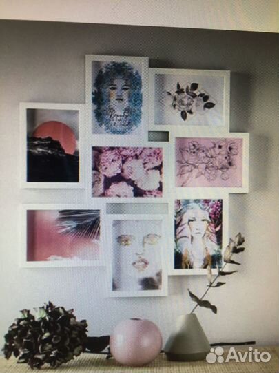 Рама для коллажа на 8 фото,белый,Икеа